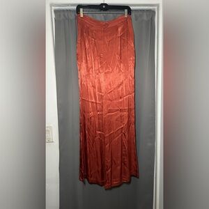 Corey Lynn Calter Anthropologie Satin Wide  Leg Rust Pants Size S
